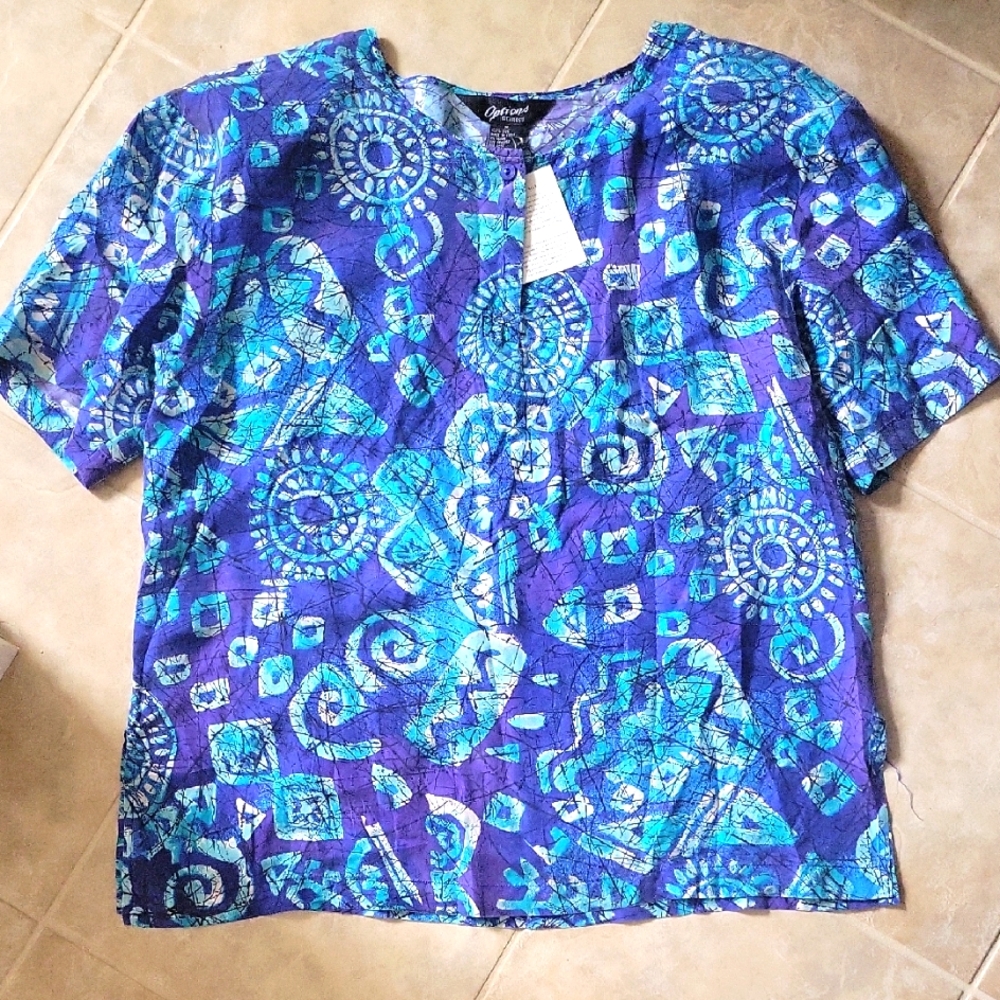 NWT VTG Options Melrose 100% Silk Top Size M
